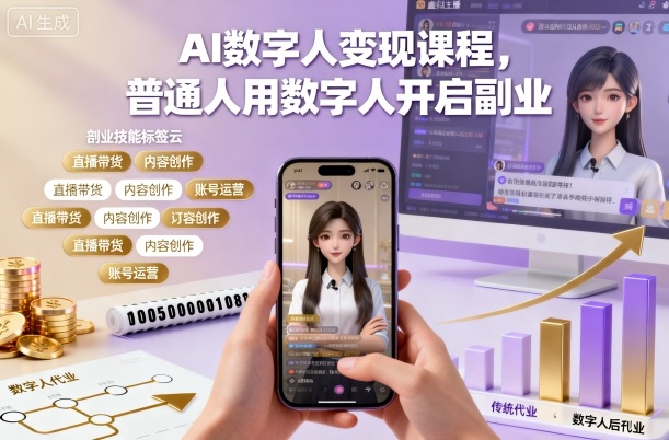 AI数字人变现课程,普通人用数字人开启副业-好耶资源