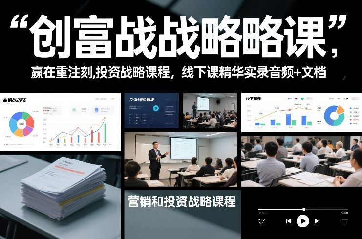 创富战略课,赢在重注时刻,营销和投资战略课程,线下课精华实录音频+文档