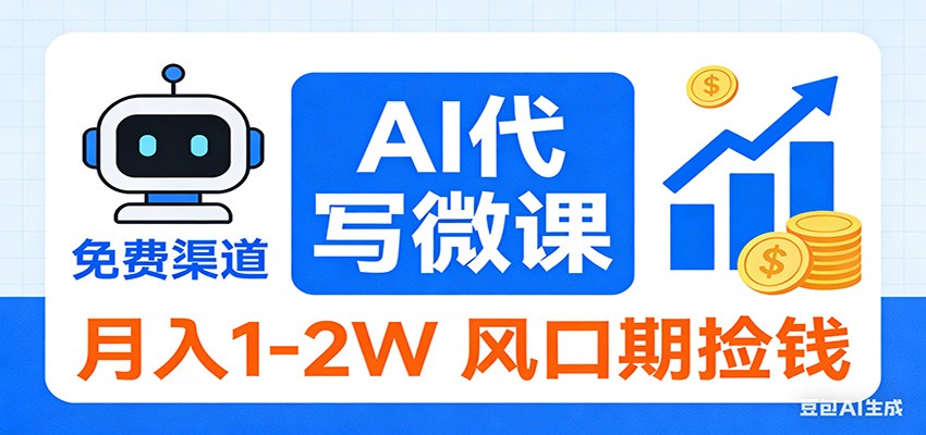 2026告别打工!AI 代写微课,提供免费渠道,月入 1-2W 风口期捡钱-好耶资源
