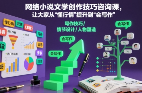 网络小说文学创作技巧咨询课，让大家从“懂行情”提升到”会写作”的高度-好耶资源