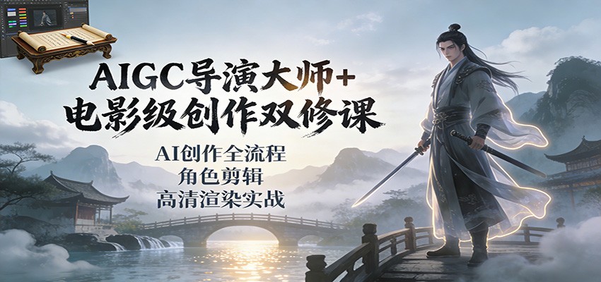 AIGC导演大师+电影级创作双修课：AI创作全流程、角色剪辑、高清渲染实战-好耶资源