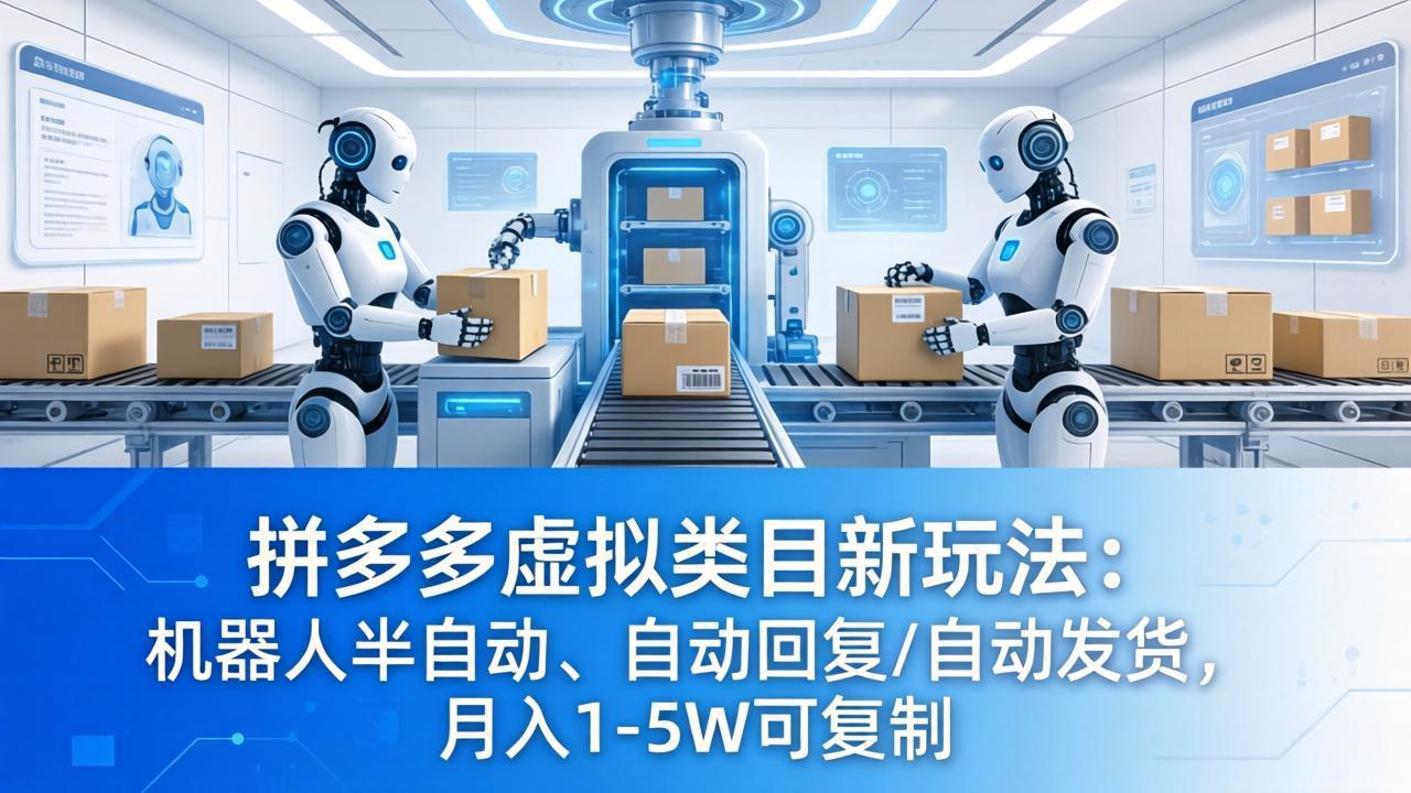 拼多多虚拟类目新玩法：机器人半自动、自动回复 /自动发货，月入 1-5W 可复制-好耶资源