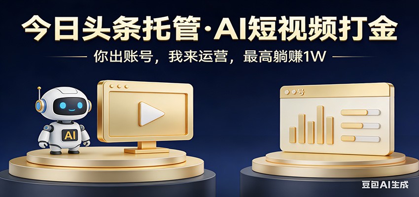 头条号AI托管，我提供作品，你提供账号，每天5分钟发布，小白躺赚3000+-好耶资源