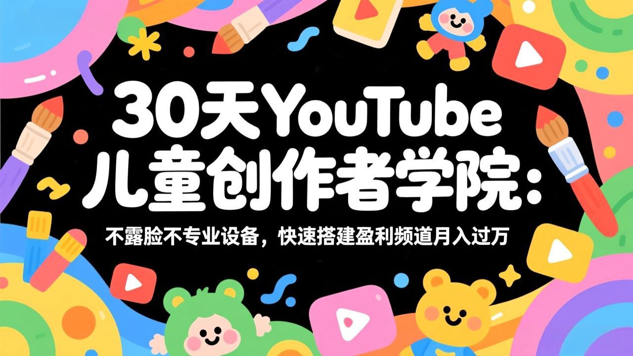 30天YouTube儿童创作者学院：不露脸不专业设备，快速搭建盈利频道月入过万-好耶资源