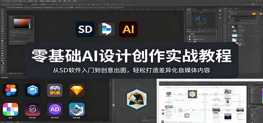 零基础AI设计创作实战教程：从SD软件入门到创意出图，轻松打造差异化自媒体内容-好耶资源