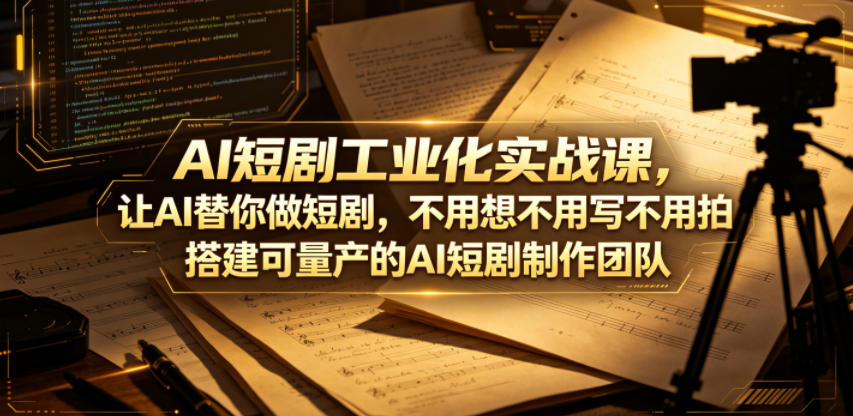 AI短剧工业化实战课，让AI替你做短剧，不用想不用写不用拍，搭建可量产的AI短剧制作团队-好耶资源