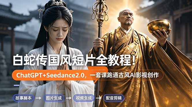白蛇传-国风短片全教程!ChatGPT+Seedance2.0,一套课跑通古风AI影视创作-好耶资源