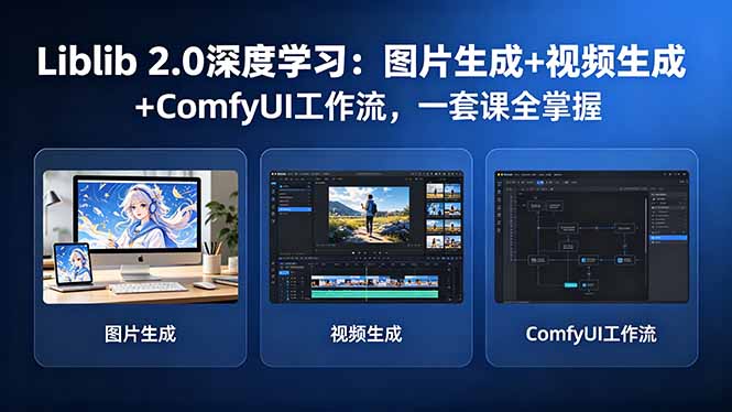 Liblib 2.0深度学习：图片生成+视频生成+ComfyUI工作流，一套课全掌握-好耶资源