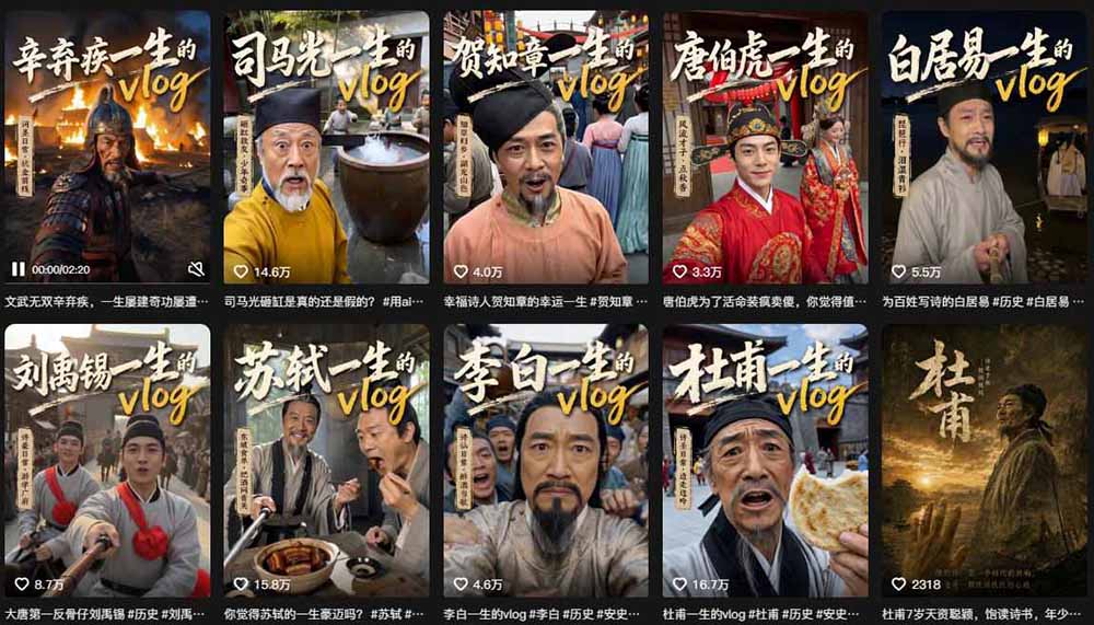 历史人物，诗人一生Vlog教学， AI制作丨伙伴计划丨精选收益丨商单收徒 ，新领域红利期，抓紧做-好耶资源