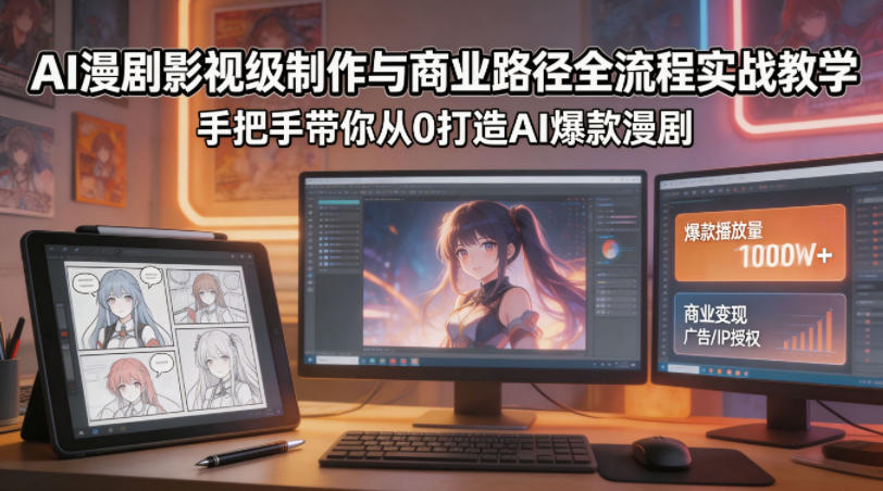 AI漫剧影视级制作与商业路径全流程实战教学，手带你从0打造AI爆款漫剧-好耶资源