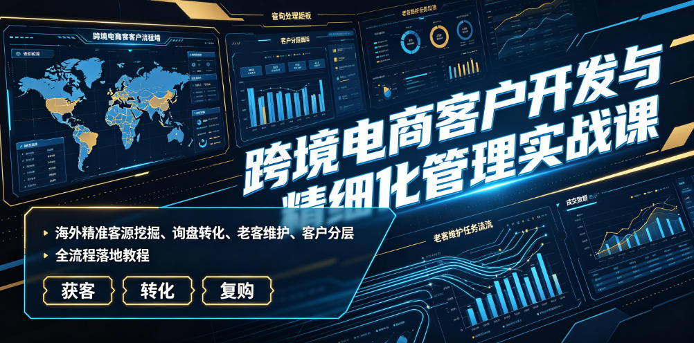 跨境电商客户开发与精细化管理实战课｜海外精准客源挖掘、询盘转化、老客维护、客户分层全流程落地教程-好耶资源
