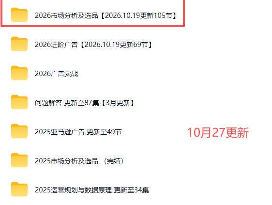（21189期）2026亚马逊跨境电商实战教程-更新1027，从市场分析、AI智能选品到广告投放、店铺运营及盈利增长全流程教学-好耶资源