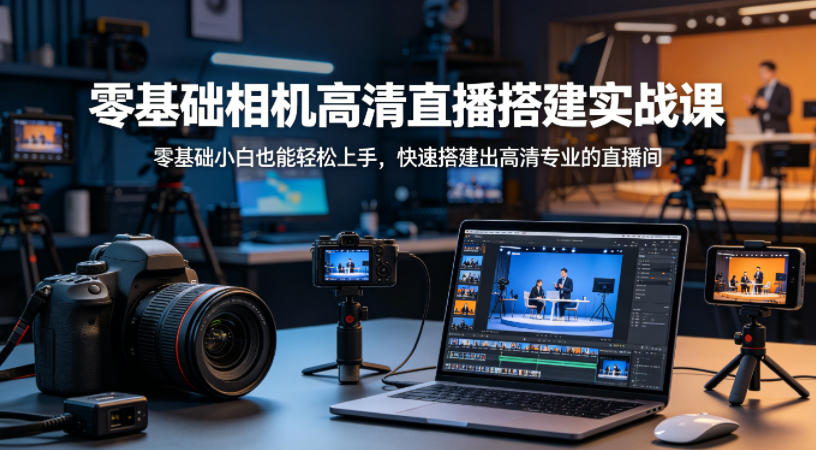 零基础相机高清直播间搭建实战课，小白也能轻松上手，快速搭建出高清专业的直播间-好耶资源