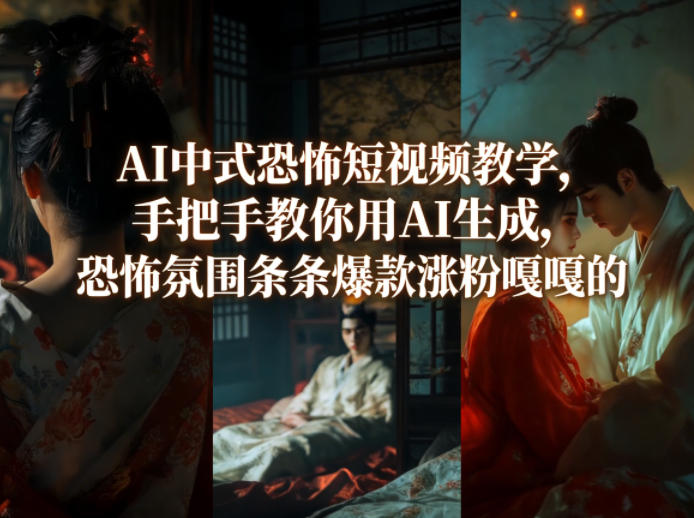 AI中式恐怖短视频教学，手把手教你用AI生成，恐怖氛围条条爆款涨粉嘎嘎的-好耶资源