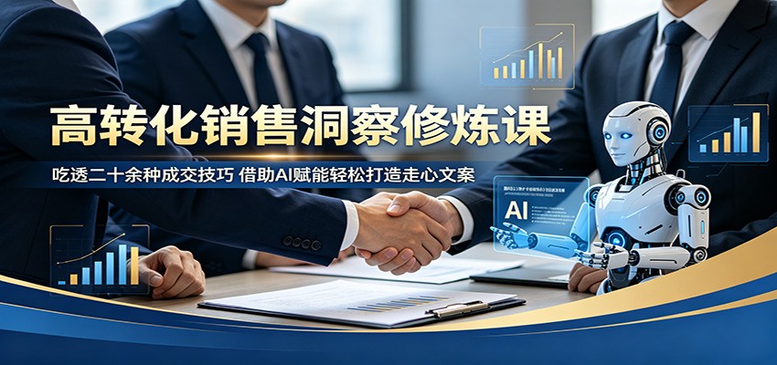 高转化销售洞察修炼课：吃透二十余种成交技巧，借助AI赋能轻松打造走心文案-好耶资源