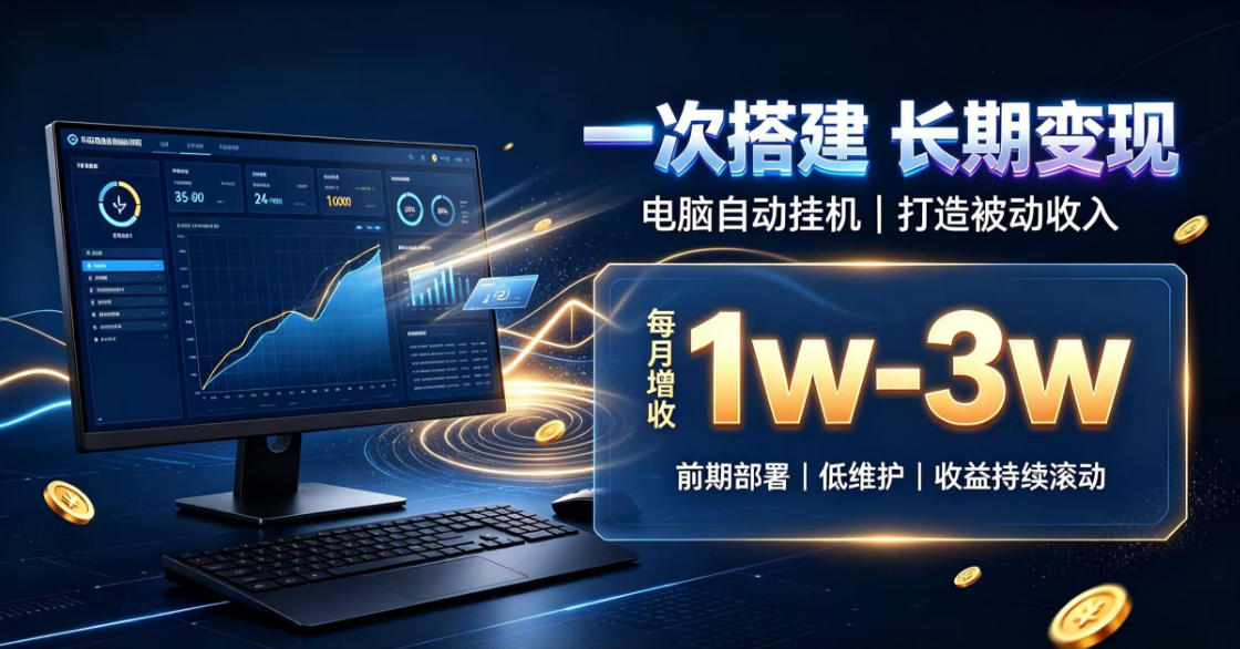 一份投入长期收益,电脑自动挂G类目,搭建被动收入每月增收1w-3w【揭秘】-好耶资源