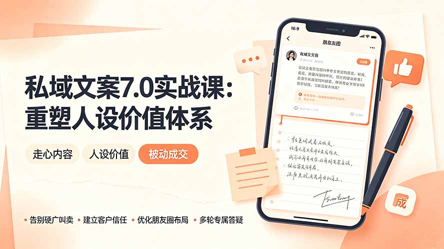 私域文案实战课7.0:重塑人设价值体系|-告别硬广推销×走心内容×自我价值塑造,实现被动成交-好耶资源