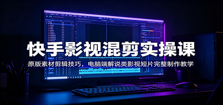 快手影视混剪实操课:原版素材剪辑技巧,电脑端解说类影视短片完整制作教学-好耶资源
