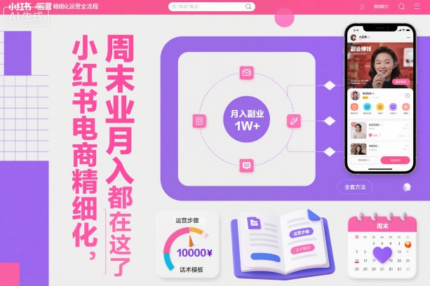 小红书电商精细化运营全流程，周末副业月入1W+，全套方法都在这了-好耶资源