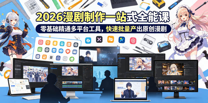 2026 AI漫剧制作一站式全能课，零基础精通多平台工具，快速批量产出原创漫剧-好耶资源