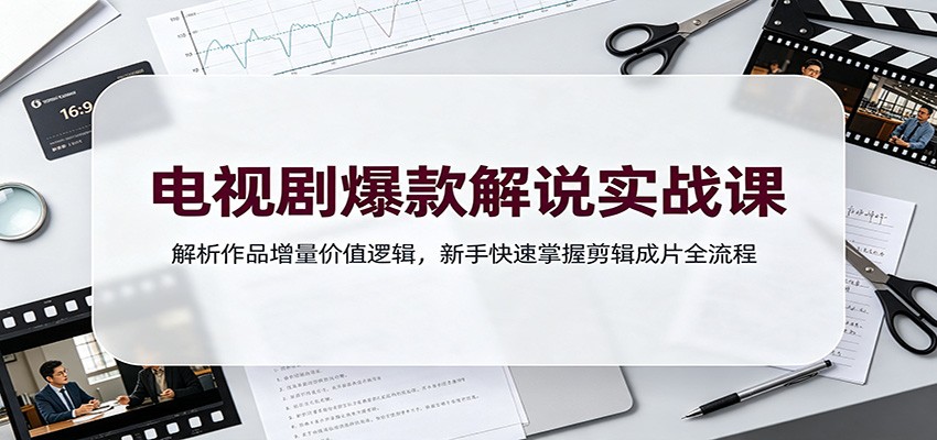 电视剧爆款解说实战课：解析作品增量价值逻辑，新手快速掌握剪辑成片全流程-好耶资源