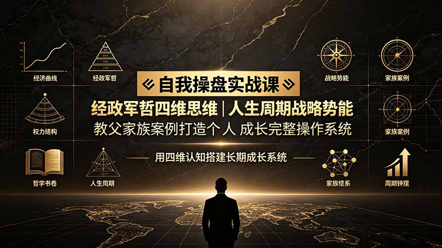 自我操盘实战课:经政军哲四维思维|人生周期战略势能|教父家族案例打造个人成长完整操作系统-好耶资源