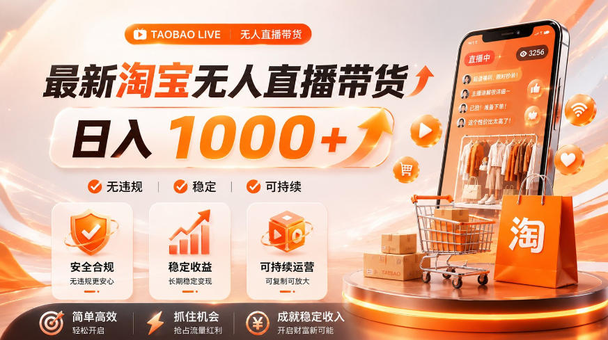 拒绝死工资！淘宝无人直播，让你睡觉都在进账，单设备日入1k+普通人的变现蓝海【揭秘】-好耶资源