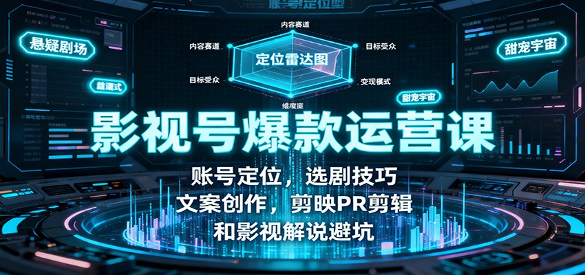影视号爆款运营课：账号定位，选剧技巧，文案创作，剪映PR剪辑和影视解说避坑-好耶资源