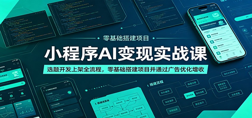 小程序AI变现实战课：选题开发上架全流程，零基础搭建项目并通过广告优化增收-好耶资源