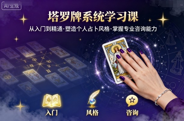 塔罗牌系统学习课,助你从入门到精通,塑造个人占卜风格,掌握专业咨询能力-好耶资源