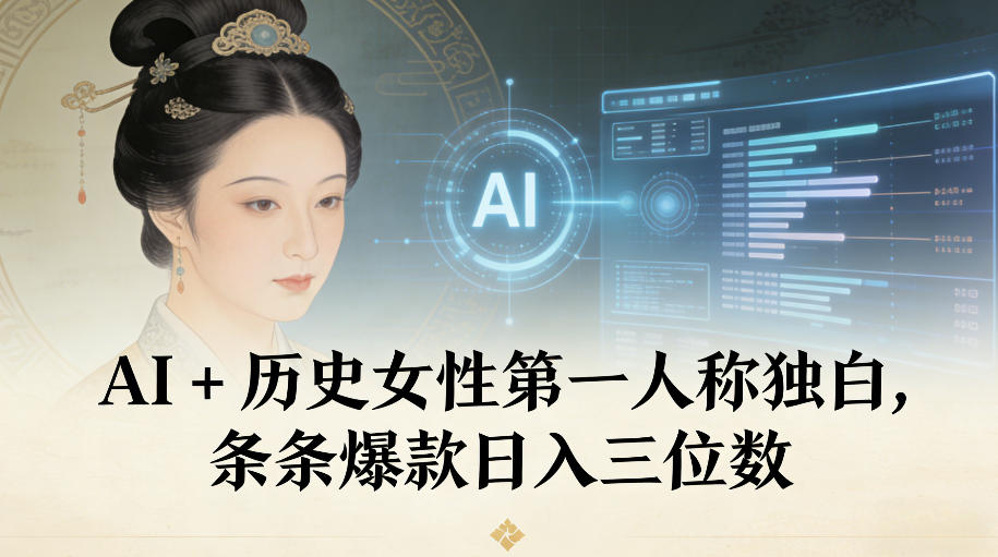 AI+历史女性第一人称独白，条条爆款日入三位数-好耶资源