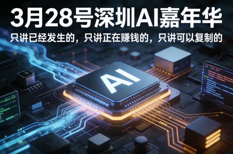 3月28号深圳AI嘉年华,只讲已经发生的,只讲正在賺钱的,只讲可以复制的-好耶资源