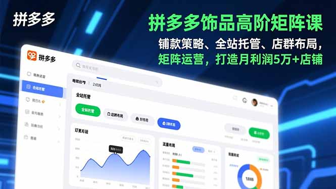 拼多多饰品高阶矩阵课，铺款策略、全站托管、店群布局，矩阵运营，打造月利润5万+店铺-好耶资源