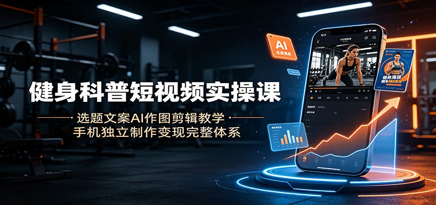 健身科普短视频实操课:选题文案AI作图剪辑教学,手机独立制作变现完整体系-好耶资源
