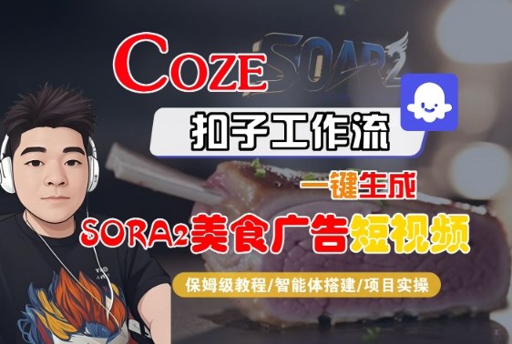 Coze扣子智能体工作流一键生成“SORA2美食广告“短视频，全流程保姆级教学-好耶资源
