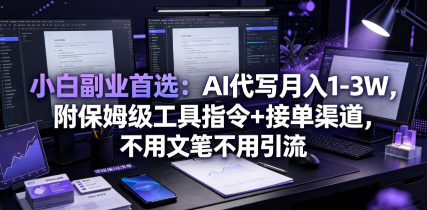 小白副业首选:AI代写月入1-3W,附保姆级工具指令+接单渠道,不用文笔不用引流【揭秘】-好耶资源