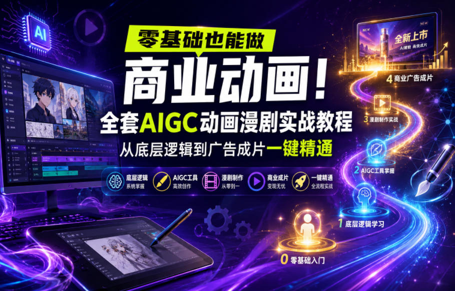 零基础也能做商业动画!全套AIGC动画漫剧实战教程,从底层逻辑到广告成片一键精通(更新0715)-好耶资源