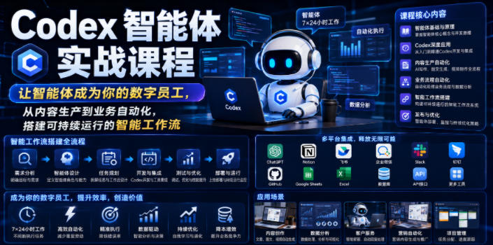 Codex智能体实战课程，让智能体成为你的数字员工，从内容生产到业务自动化，搭建可持续运行的智能工作流-好耶资源