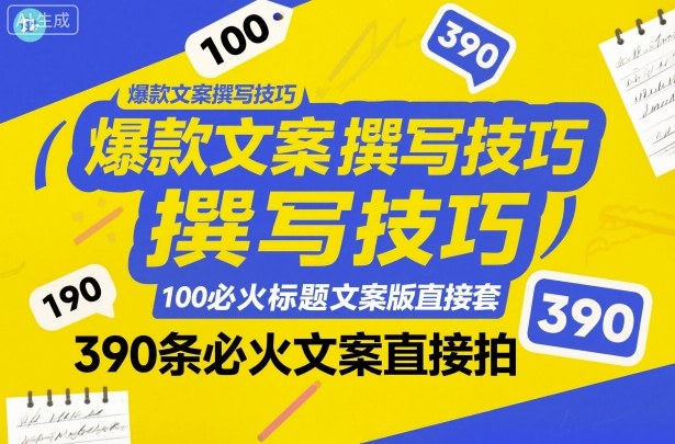 爆款文案撰写技巧，100个必火标题文案模版直接套，390条必火文案直接拍-好耶资源