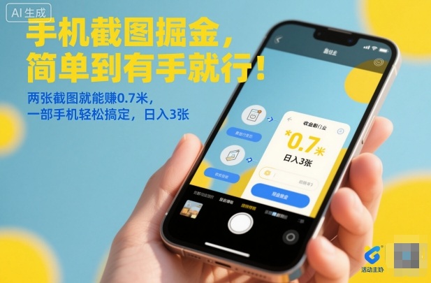 手机截图掘金，简单到有手就行！两张截图就能賺0.7米，一部手机轻松搞定，日入3张【揭秘】-好耶资源