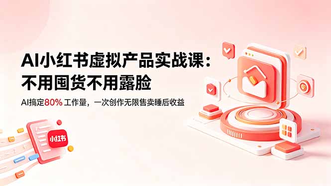 AI小红书虚拟产品实战课-更新:不用囤货不用露脸,AI搞定80%工作量,一次创作无限售卖睡后收益-好耶资源
