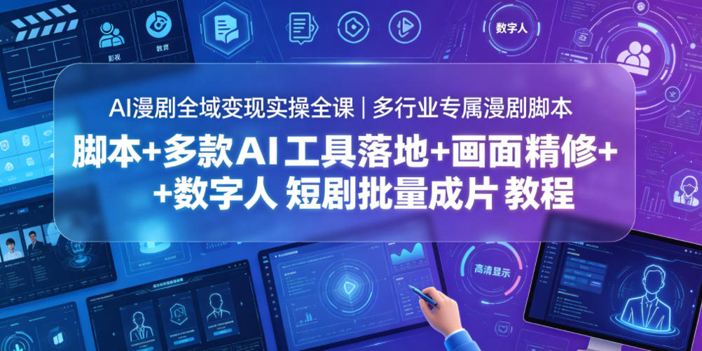 AI漫剧全域变现实操全课｜多行业专属漫剧脚本+多款AI工具落地+画面精修+数字人短剧批量成片全教程-好耶资源
