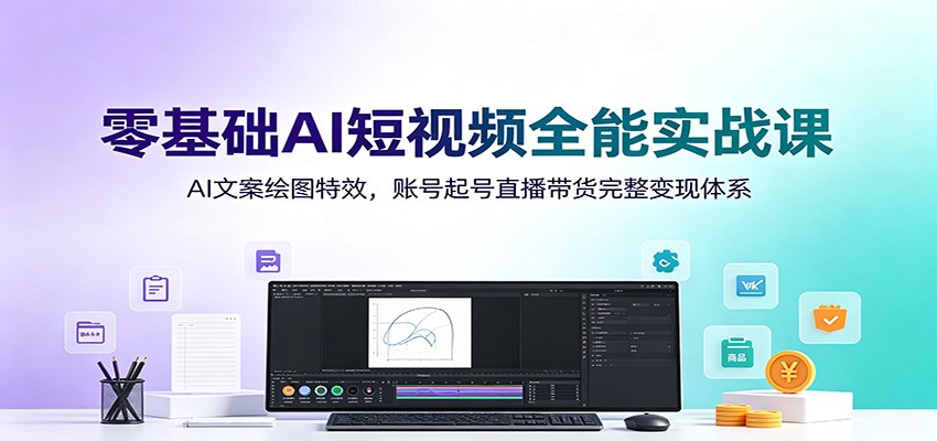 零基础AI短视频全能实战课:AI文案绘图特效,账号起号直播带货完整变现体系-好耶资源