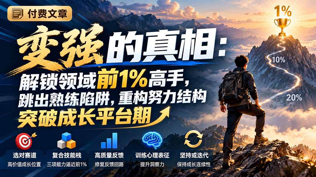 (21042期)付费文章:变强的真相:解锁领域前1%高手,跳出熟练陷阱,重构努力结构突破成长平台期-好耶资源