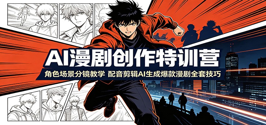 AI漫剧创作特训营:角色场景分镜教学,配音剪辑AI生成爆款漫剧全套技巧-好耶资源