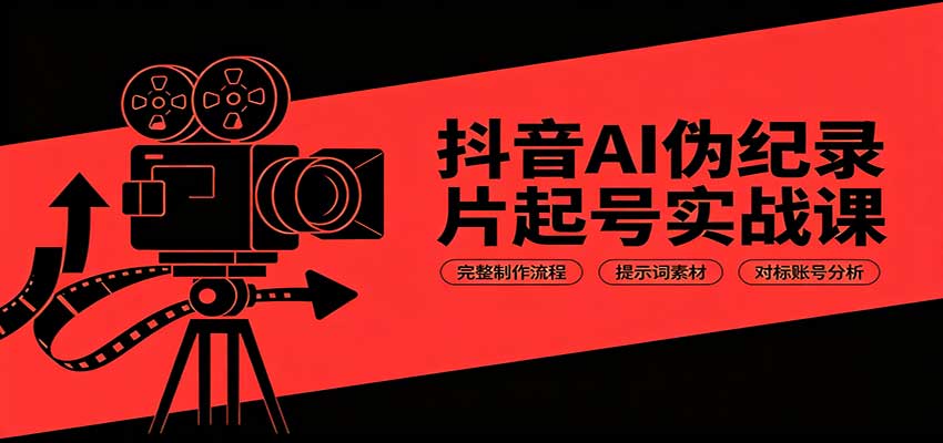 抖音AI伪纪录片起号实战课：完整制作流程，提示词素材，对标账号分析-好耶资源