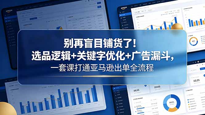 别再盲目铺货了!选品逻辑+关键字优化+广告漏斗,一套课打通亚马逊出单全流程-好耶资源