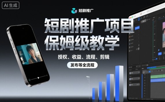 短剧推广项目保姆级教学，授权、收益、流程、剪辑，发布等全流程-好耶资源