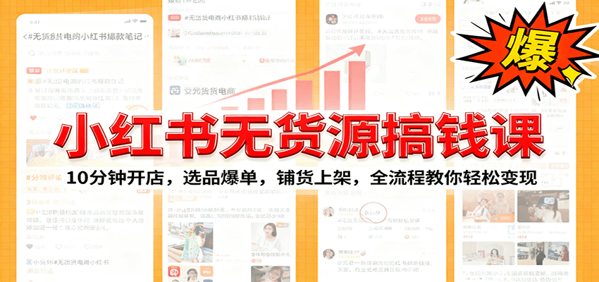 小红书无货源爆单课：10分钟开店，选品爆单，铺货上架，全流程教你轻松变现-好耶资源