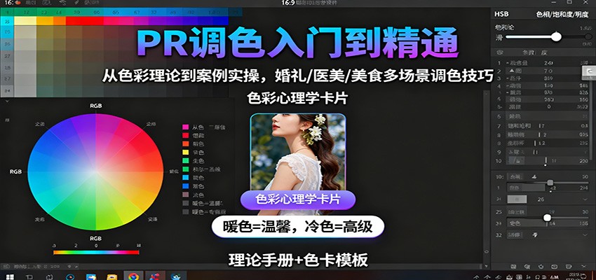 PR调色入门到精通：从色彩理论到案例实操，婚礼/医美/美食多场景调色技巧-好耶资源